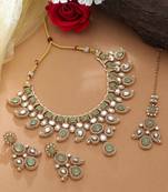 Pista green color kundan necklace set