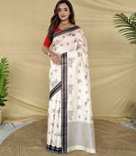 Black color machine woven multi thread work tussar silk saree
