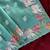 Sea-geen color embrodied elephant design panel with cutwork and hole work silk blend saree