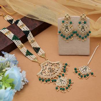 Green color rajputi jewellery rani haar 1
