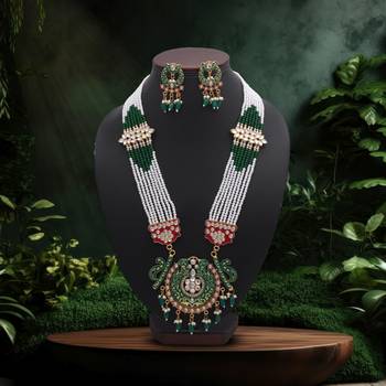 Green color rajputi jewellery rani haar 2