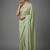 Pista beads work shiny georgette partywear saree with full of beads work blouse fabric.