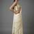 Cream beads work shiny georgette partywear saree with full of beads work blouse fabric.