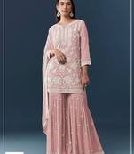Pink heavy chiffon georgette suit set