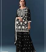 Black heavy chiffon georgette suit set