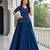 New Trendy Stylish Navy Blue Embroidered Peplum Top with Matching Flared Lehenga Set