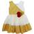 Gold white net sleeveless red flower party frock for girls