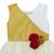Gold white net sleeveless red flower party frock for girls