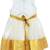 Gold white net sleeveless red flower party frock for girls