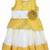 Gold white net sleeveless flower party frock for girls