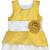Gold white net sleeveless flower party frock for girls