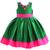 Green pink silk sleeveless flower party frock for girls