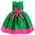 Green pink silk sleeveless flower party frock for girls
