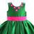Green pink silk sleeveless flower party frock for girls