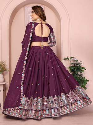 Womens's Star Georgette Traditional Motiff Semi Stitched Lehenga Choli With Cnotrance Dupatta Set 3