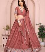 Womens's Star Georgette Traditional Motiff Semi Stitched Lehenga Choli With Cnotrance Dupatta Set