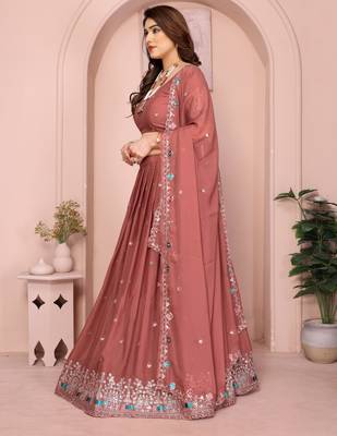Womens's Star Georgette Traditional Motiff Semi Stitched Lehenga Choli With Cnotrance Dupatta Set 2