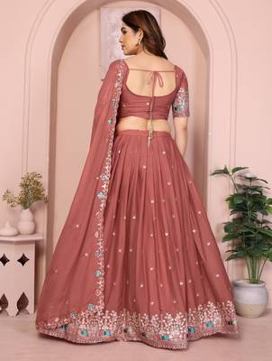 Womens's Star Georgette Traditional Motiff Semi Stitched Lehenga Choli With Cnotrance Dupatta Set 3