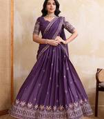 Womens's Star Georgette Traditional Motiff Semi Stitched Lehenga Choli With Cnotrance Dupatta Set