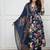 Dark blue printed cotton kurta pant with dupatta