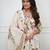 White embroidered & printed cotton kurta pant with dupatta