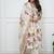 White embroidered & printed cotton kurta pant with dupatta