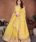 Womens's Star Georgette Traditional Motiff Semi Stitched Lehenga Choli Dupatta