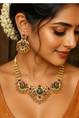 Ratnashraya Opulent Temple Necklace  3