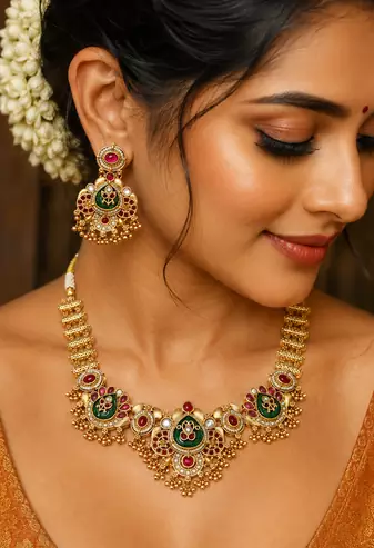 Ratnashraya Opulent Temple Necklace 
