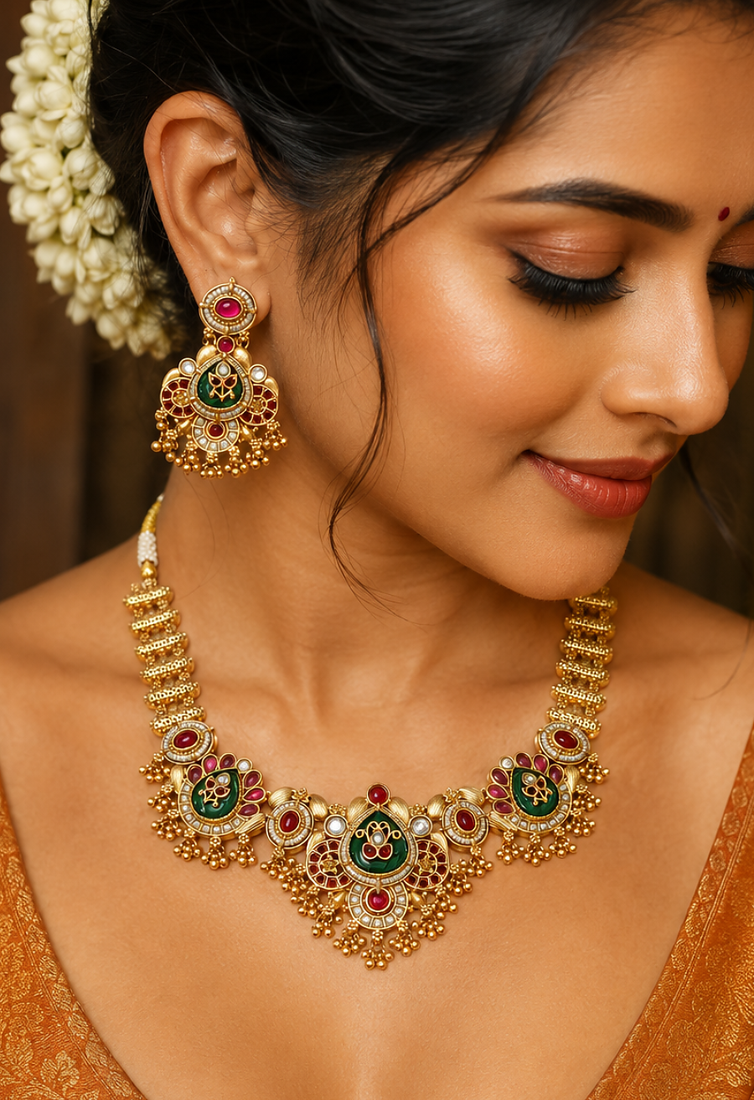 Ratnashraya Opulent Temple Necklace 