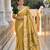 soft pure muga cotton  saree with meenakari  weaving  motifs and contrast blouse