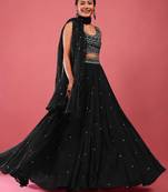 Black Embroidered work Party wear Lehenga choli with Dupatta.