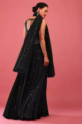 Black Embroidered work Party wear Lehenga choli with Dupatta.