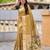 soft pure muga cotton  saree with meenakari  weaving  motifs and contrast blouse