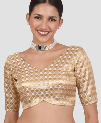 Golden brocade readymade saree blouse 1