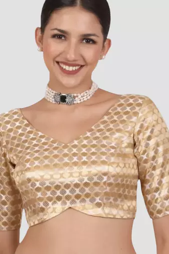 Golden brocade readymade saree blouse