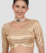 Golden brocade readymade saree blouse