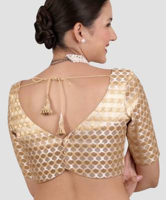 Golden brocade readymade saree blouse 2