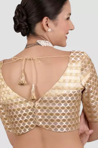 Golden brocade readymade saree blouse