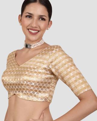 Golden brocade readymade saree blouse 4