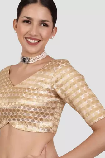 Golden brocade readymade saree blouse