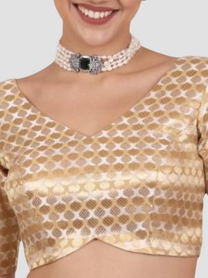 Golden brocade readymade saree blouse 5