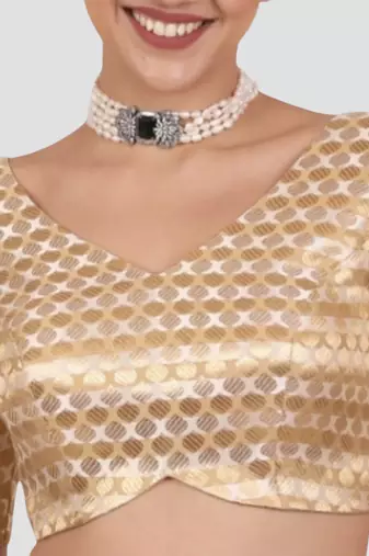 Golden brocade readymade saree blouse