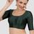 Bottle green plain banglori silk elbow sleeves padded readymade saree blouse