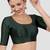 Bottle green plain banglori silk elbow sleeves padded readymade saree blouse