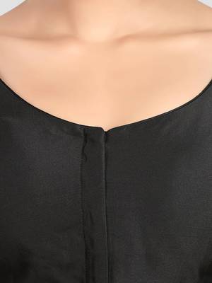 Black plain banglori silk elbow sleeves padded readymade saree blouse 5