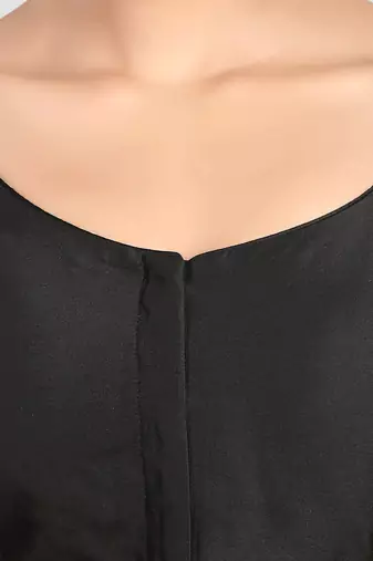 Black plain banglori silk elbow sleeves padded readymade saree blouse