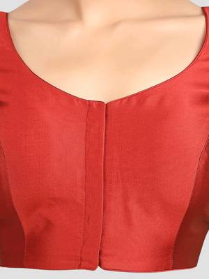 Maroon plain banglori silk elbow sleeves padded readymade saree blouse 5