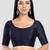 Navy blue plain banglori silk elbow sleeves padded readymade saree blouse