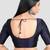 Navy blue plain banglori silk elbow sleeves padded readymade saree blouse